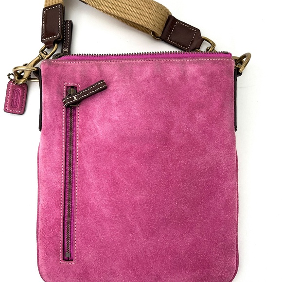 🎄. Coach 8E87 Hamilton Pink Messenger Crossbody Swingpack Bag  Suede Le… - Picture 5 of 7